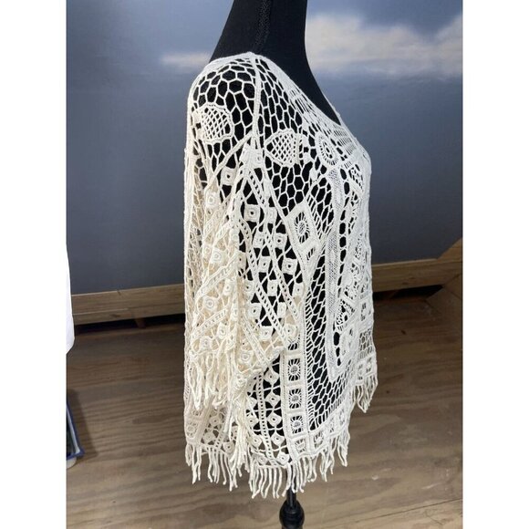 Rafaella Womens Sleeveless Top Size L Off White Crochet Cover Western Cottage - Picture 6 of 12
